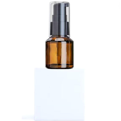 WinldMonmo 15 ML Empty Brown Refillable Glass Lotion Pump Bottle - Cosmetic Sample Container with Black Plastic Pump Head for Creams, Serums, Travel