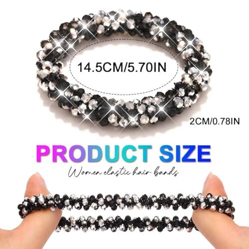 Fashey Rhinestone Hair Ties Silver Elastic Ponytail Holders 3 Pcs Crystal Hair Scrunchies Hair Accessories for Women - görsel 12