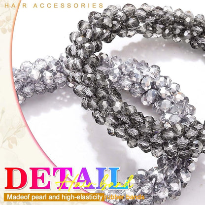 Fashey Rhinestone Hair Ties Silver Elastic Ponytail Holders 3 Pcs Crystal Hair Scrunchies Hair Accessories for Women