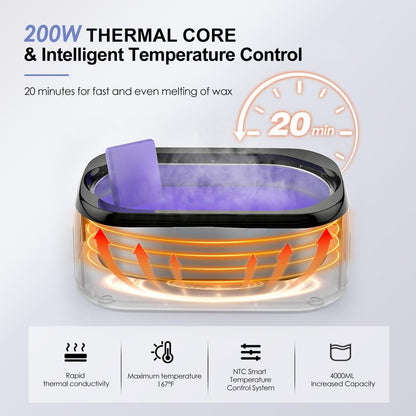 Achzzy 4000ml Paraffin Wax Machine for Hands and Feet - Professional Wax Warmer with 200W Thermal Core, LED Real-time Temp Control & 167°F Rapid Melting, Intense Hydration Avelisse