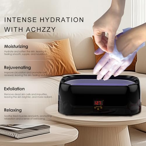 Achzzy 4000ml Paraffin Wax Machine for Hands and Feet - Professional Wax Warmer with 200W Thermal Core, LED Real-time Temp Control & 167°F Rapid Melting, Intense Hydration Avelisse