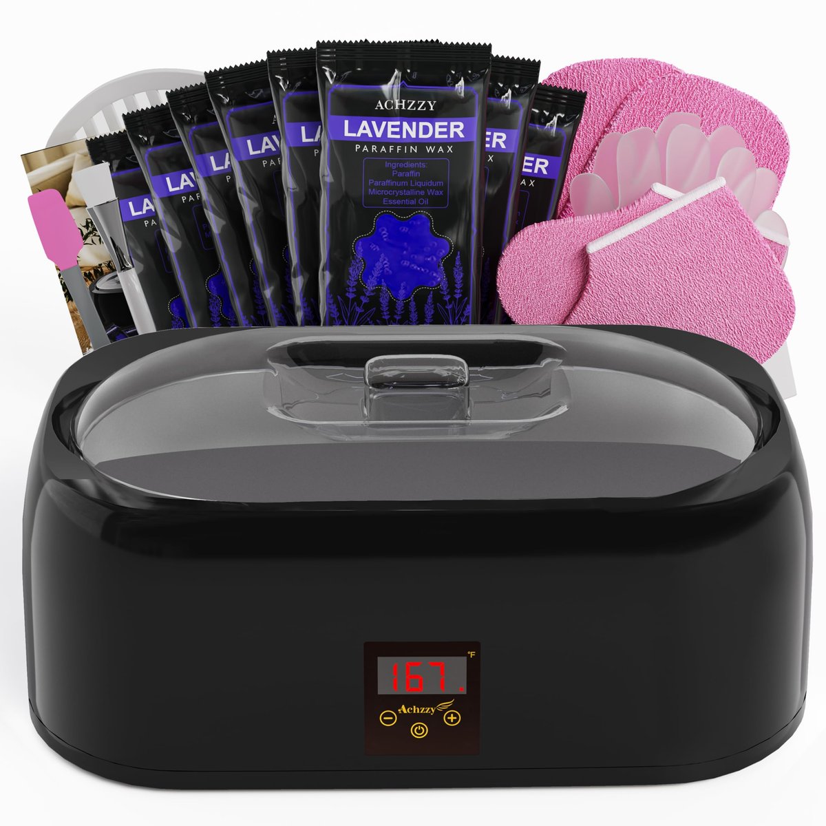 Achzzy 4000ml Paraffin Wax Machine for Hands and Feet - Professional Wax Warmer with 200W Thermal Core, LED Real-time Temp Control & 167°F Rapid Melting, Intense Hydration Avelisse