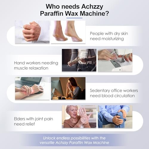 Achzzy 4000ml Paraffin Wax Machine for Hands and Feet - Professional Wax Warmer with 200W Thermal Core, LED Real-time Temp Control & 167°F Rapid Melting, Intense Hydration Avelisse