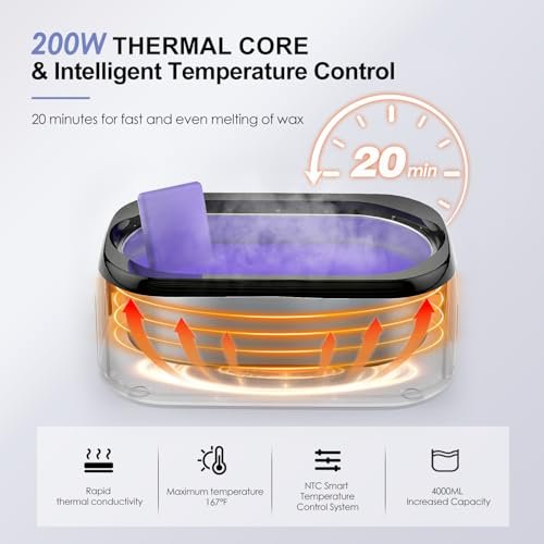 Achzzy 4000ml Paraffin Wax Machine for Hands and Feet - Professional Wax Warmer with 200W Thermal Core, LED Real-time Temp Control & 167°F Rapid Melting, Intense Hydration Avelisse