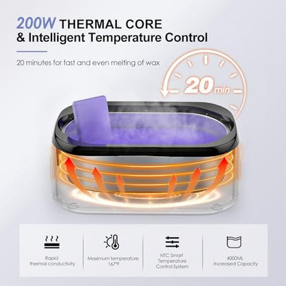 Achzzy 4000ml Paraffin Wax Machine for Hands and Feet - Professional Wax Warmer with 200W Thermal Core, LED Real-time Temp Control & 167°F Rapid Melting, Intense Hydration Avelisse
