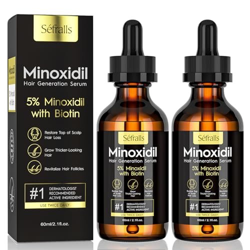 2-Pack 5% Minoxidil Hair Growth Serum for Men and Women - Hair Regrowth Treatment for Stronger, Thicker, Longer Hair & Facial Hair Grooming Avelisse