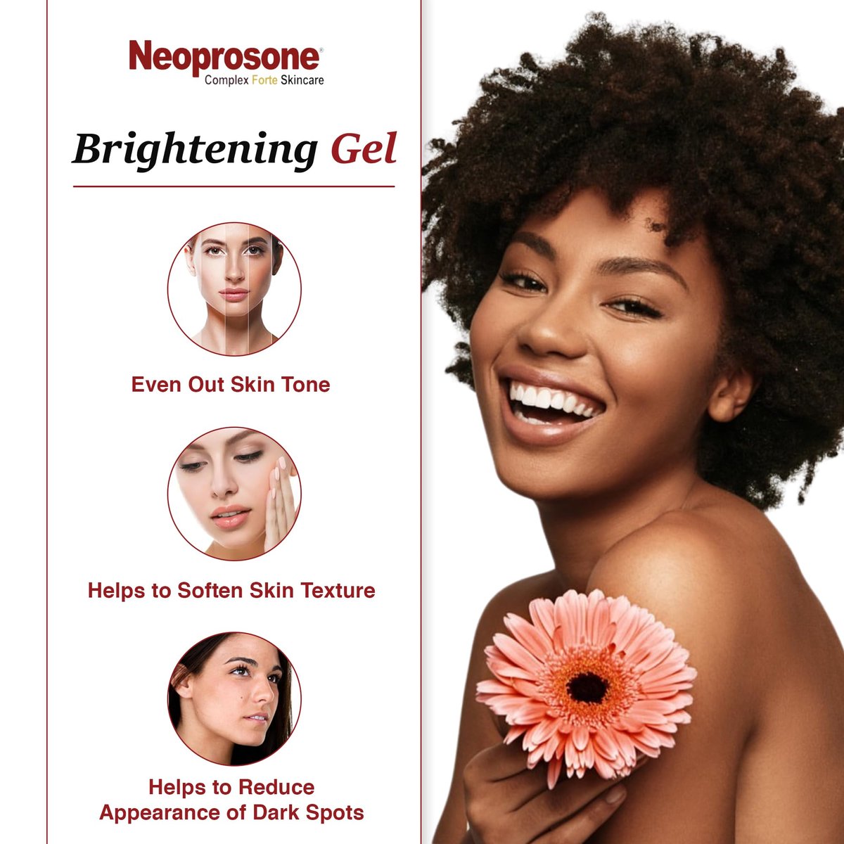 Neoprosone Skin Brightening Gel - 1 fl oz / 30 ml - Daily Moisturizer with Alpha Arbutin for Oily, Combination, Sensitive Skin - Face & Body - görsel 5
