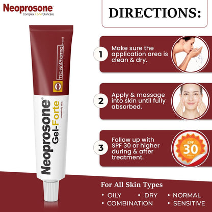 Neoprosone Skin Brightening Gel - 1 fl oz / 30 ml - Daily Moisturizer with Alpha Arbutin for Oily, Combination, Sensitive Skin - Face & Body