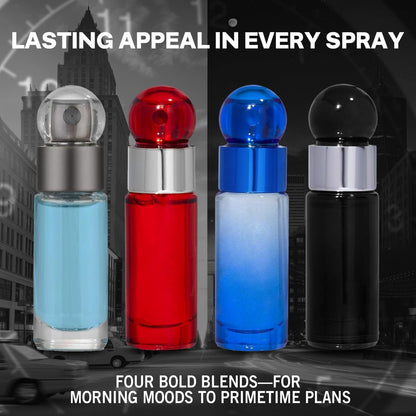 Perry Ellis 360° 4-Piece Mini Cologne Set for Men - Fragrance Sampler with 360° Men, Red, Very Blue, & Black - Travel Size Cologne Gift Set (4 x 0.25 fl oz) Avelisse