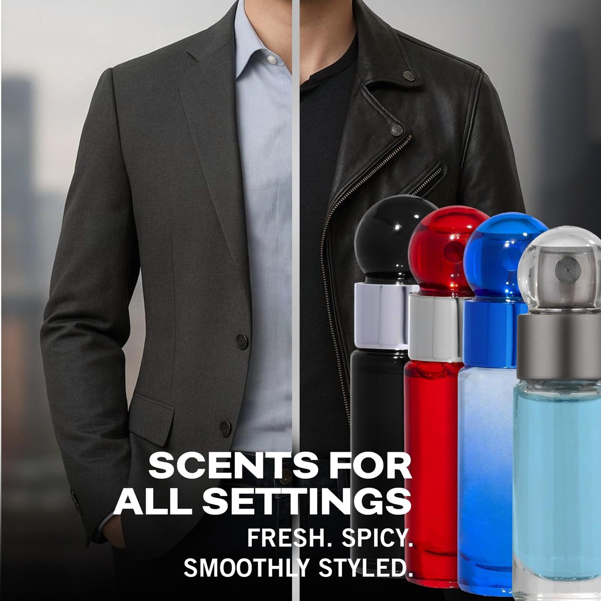 Perry Ellis 360° 4-Piece Mini Cologne Set for Men - Fragrance Sampler with 360° Men, Red, Very Blue, & Black - Travel Size Cologne Gift Set (4 x 0.25 fl oz) Avelisse