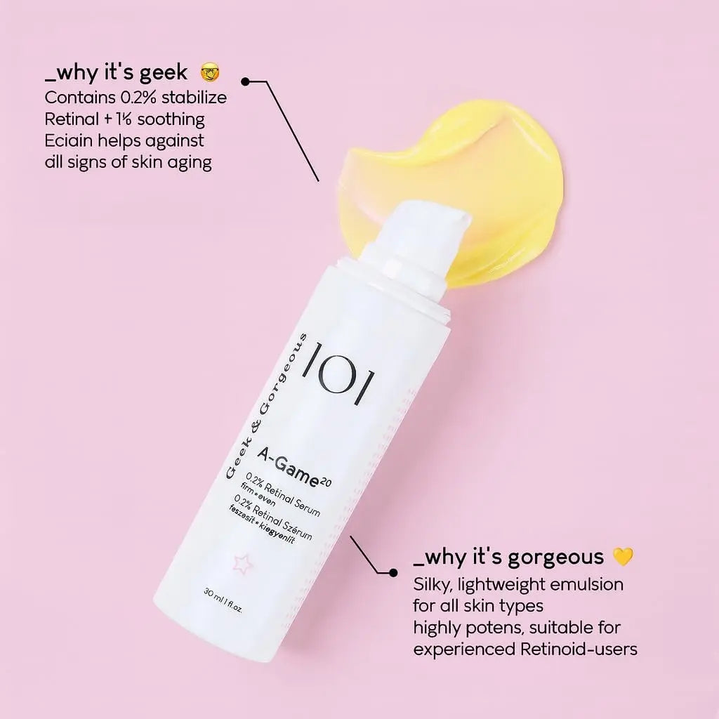 Geek & Gorgeous A-Game 20 – 0.2% Retinal Serum – Advanced Anti-Aging Night Serum for Experienced Retinoid Users – Reduces Wrinkles, Smooths Skin & Boosts Collagen – 1 oz Avelisse