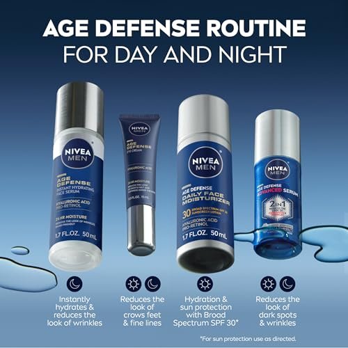 NIVEA MEN Age Defense Advanced Face Serum for Dark Spots with Thiamidol + Hyaluronic Acid, Fast-Absorbing Serum for Men, Reduces Dark Spots, Fine Lines & Wrinkles, 1 Fl Oz - görsel 18