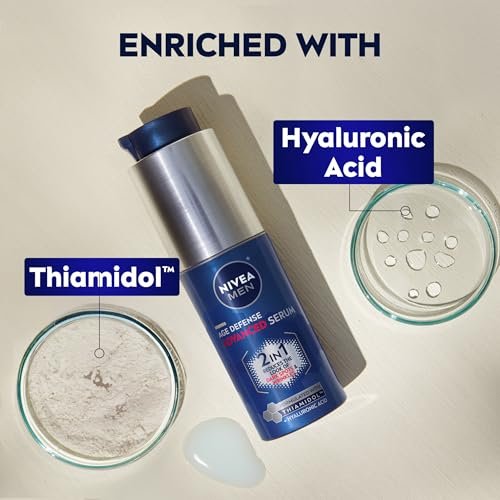 NIVEA MEN Age Defense Advanced Face Serum for Dark Spots with Thiamidol + Hyaluronic Acid, Fast-Absorbing Serum for Men, Reduces Dark Spots, Fine Lines & Wrinkles, 1 Fl Oz - görsel 8