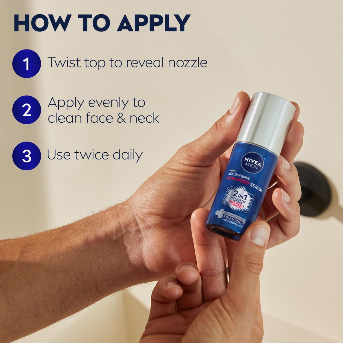 NIVEA MEN Age Defense Advanced Face Serum for Dark Spots with Thiamidol + Hyaluronic Acid, Fast-Absorbing Serum for Men, Reduces Dark Spots, Fine Lines & Wrinkles, 1 Fl Oz - görsel 13