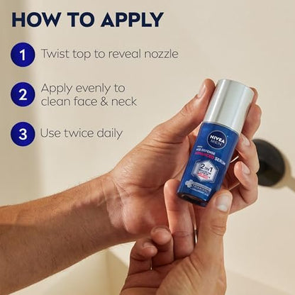 NIVEA MEN Age Defense Advanced Face Serum for Dark Spots with Thiamidol + Hyaluronic Acid, Fast-Absorbing Serum for Men, Reduces Dark Spots, Fine Lines & Wrinkles, 1 Fl Oz