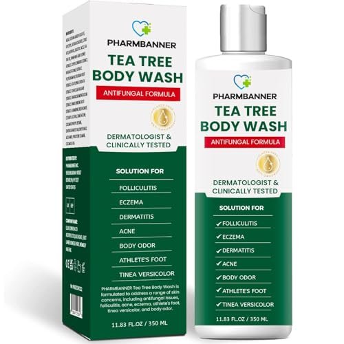 PHARMBANNER Tea Tree Antifungal Body Wash – Soothes Folliculitis, Acne, Jock Itch, Athlete's Foot, Ringworm, Tinea Versicolor, Body Odor, Eczema & Dermatitis-Prone Skin, 11.84 Fl Oz Avelisse