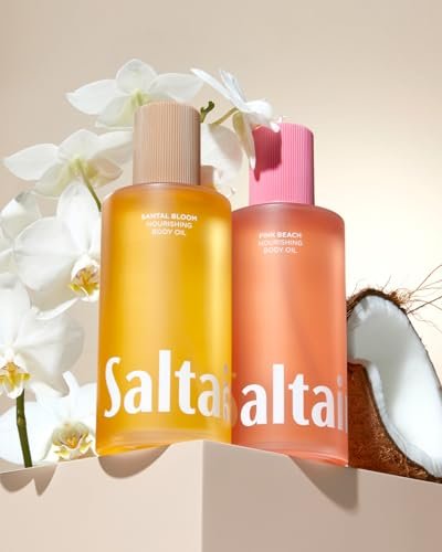 Saltair Body Oil – Jumbo Size Santal Bloom After Shower & Bath Oil for Women and Men – Botanical, Non-Greasy, Well-Absorbing Moisturizer for Dry Skin – 10 oz Avelisse