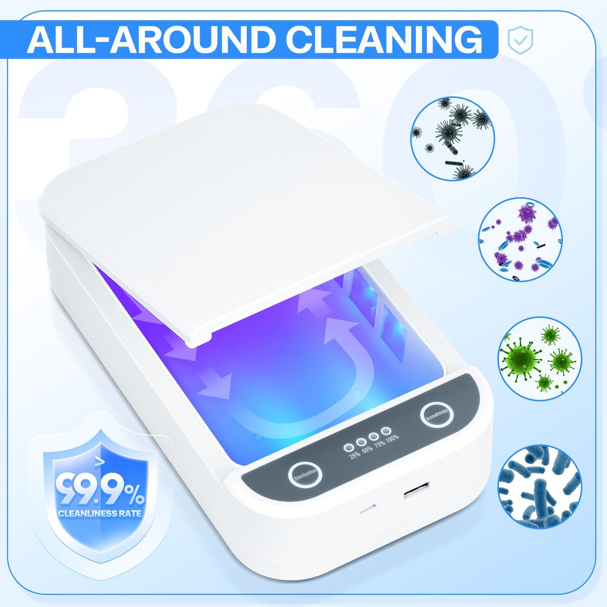 LXIANGN Nail Tool Sterilizer with Blue Light - Portable USB Sterilizer for Nail Tools, Manicure Tools, Tweezers, Jewelry, Phone, Beauty Tool Cleaner Machine for Salon & Home Avelisse