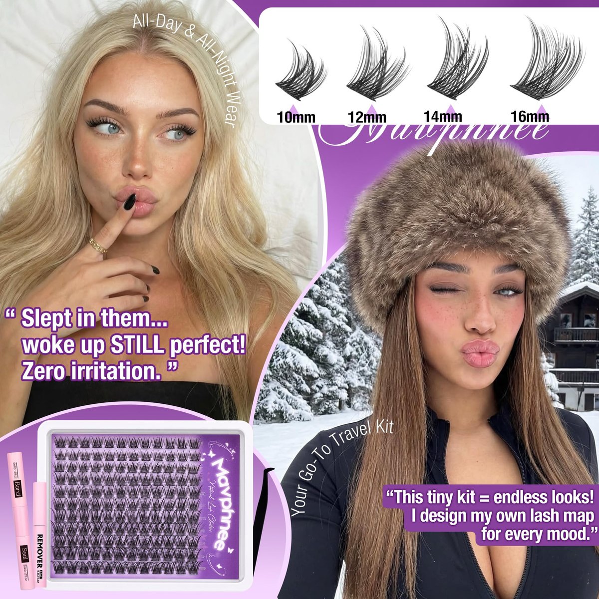 Natural Lash Clusters Kit Wispy Eyelash Clusters CC-Curly 132 pcs DIY Lash Extension Kit with Bond, Seal & Remover – Mavphnee Avelisse