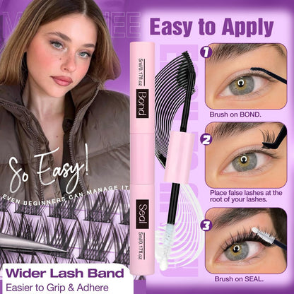 Natural Lash Clusters Kit Wispy Eyelash Clusters CC-Curly 132 pcs DIY Lash Extension Kit with Bond, Seal & Remover – Mavphnee Avelisse