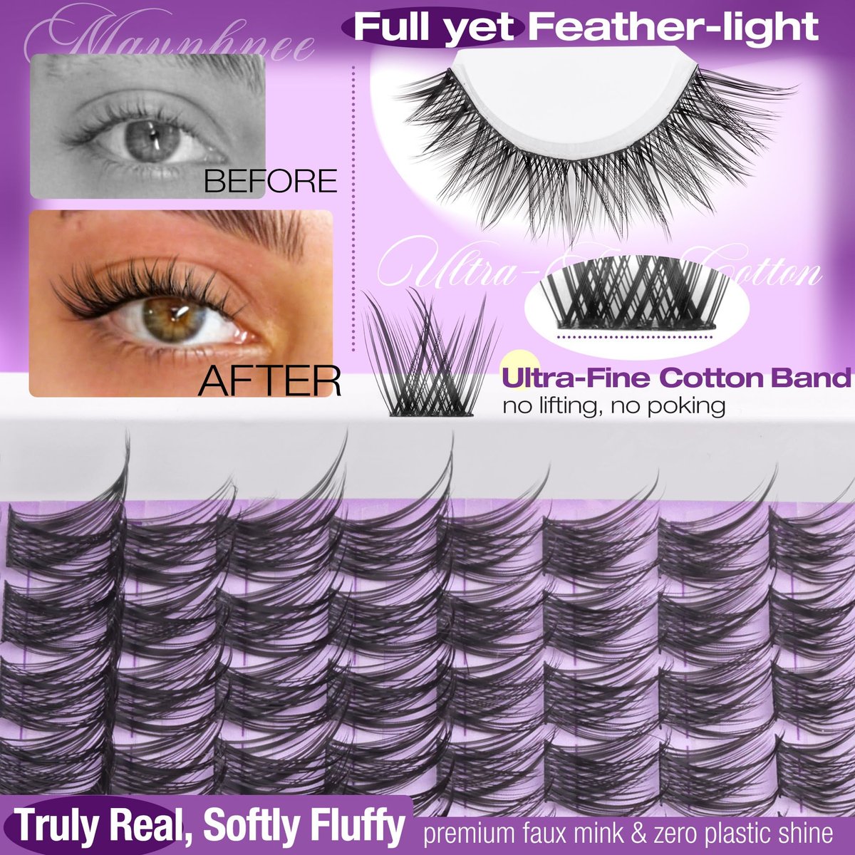 Natural Lash Clusters Kit Wispy Eyelash Clusters CC-Curly 132 pcs DIY Lash Extension Kit with Bond, Seal & Remover – Mavphnee Avelisse