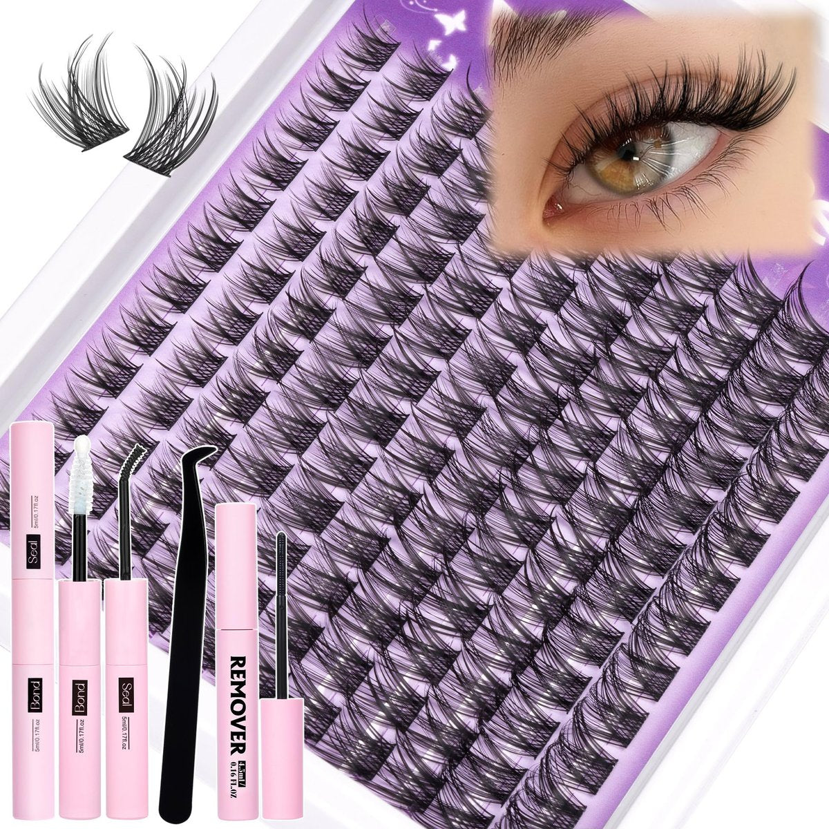 Natural Lash Clusters Kit Wispy Eyelash Clusters CC-Curly 132 pcs DIY Lash Extension Kit with Bond, Seal & Remover – Mavphnee Avelisse