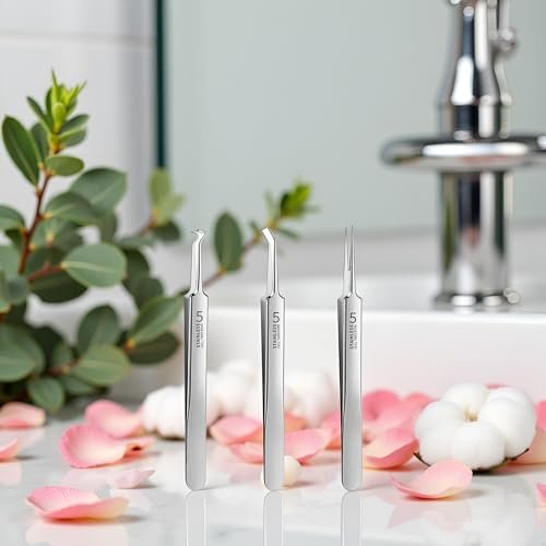 Professional Blackhead Remover Tweezers Set - 3Pcs Precision Acne Removal Kit with Storage Case - görsel 4