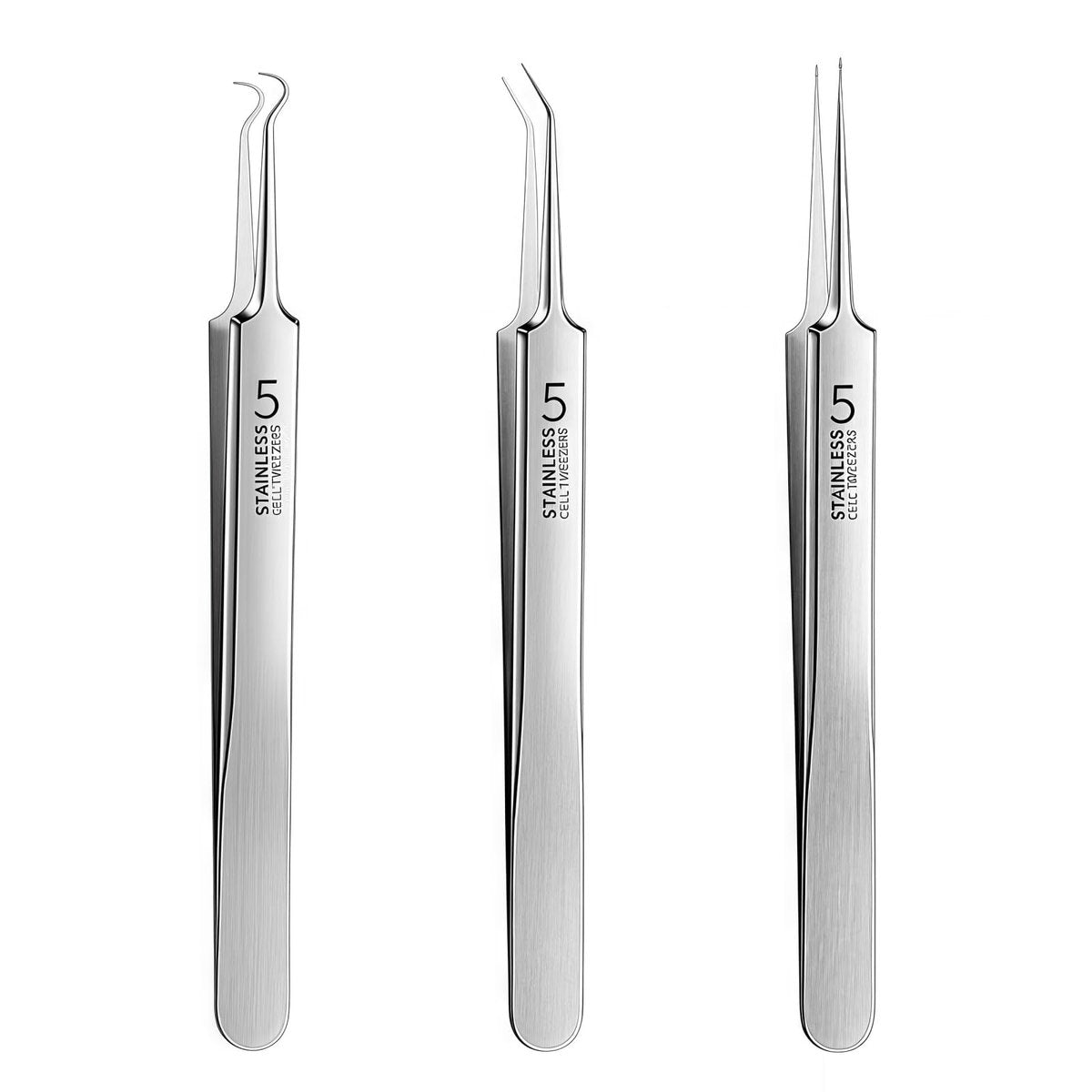 Professional Blackhead Remover Tweezers Set - 3Pcs Precision Acne Removal Kit with Storage Case - görsel 1
