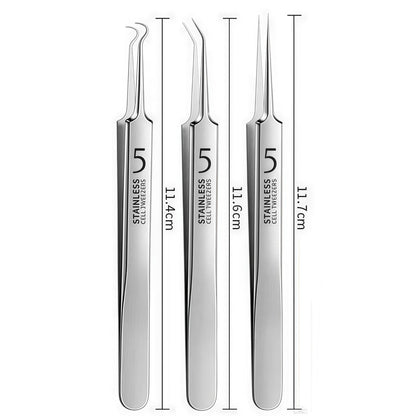 Professional Blackhead Remover Tweezers Set - 3Pcs Precision Acne Removal Kit with Storage Case