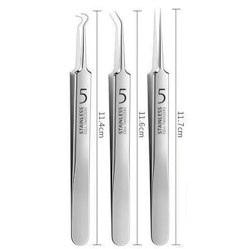 Professional Blackhead Remover Tweezers Set - 3Pcs Precision Acne Removal Kit with Storage Case - görsel 6