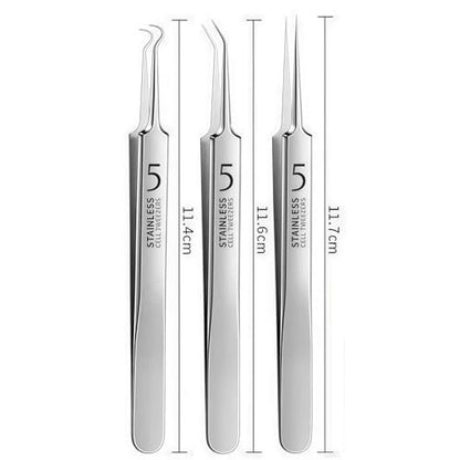 Professional Blackhead Remover Tweezers Set - 3Pcs Precision Acne Removal Kit with Storage Case
