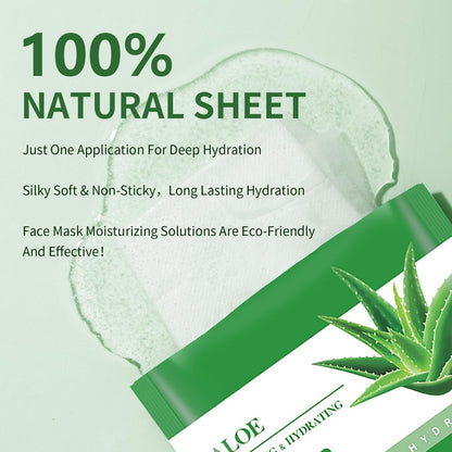 IREV Aloe Vera Soothing Mask – Hydrating Face Mask for Dry, Oily, Sensitive Skin, Acne & Sun Care, 10 Pack, 25ml Each