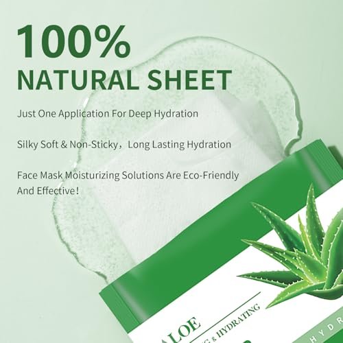 IREV Aloe Vera Soothing Mask – Hydrating Face Mask for Dry, Oily, Sensitive Skin, Acne & Sun Care, 10 Pack, 25ml Each - görsel 8