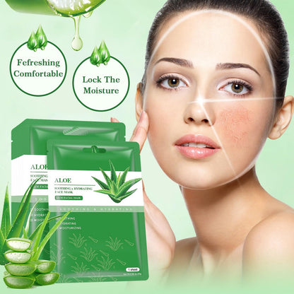 IREV Aloe Vera Soothing Mask – Hydrating Face Mask for Dry, Oily, Sensitive Skin, Acne & Sun Care, 10 Pack, 25ml Each
