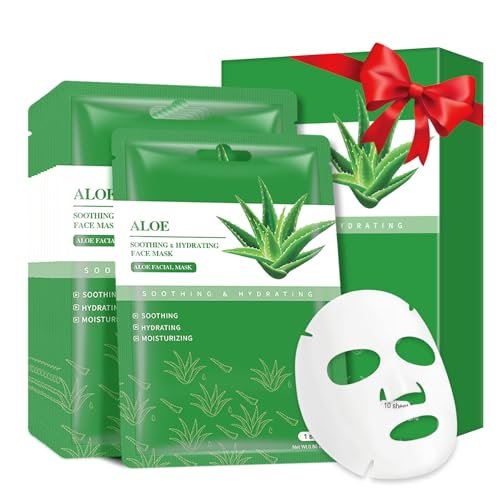 IREV Aloe Vera Soothing Mask – Hydrating Face Mask for Dry, Oily, Sensitive Skin, Acne & Sun Care, 10 Pack, 25ml Each - görsel 2