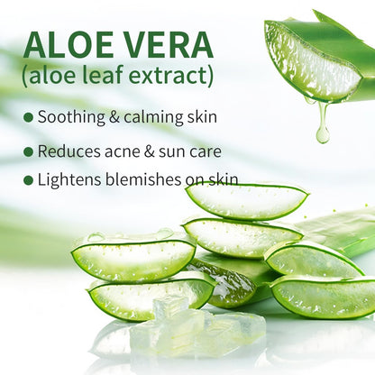 IREV Aloe Vera Soothing Mask – Hydrating Face Mask for Dry, Oily, Sensitive Skin, Acne & Sun Care, 10 Pack, 25ml Each