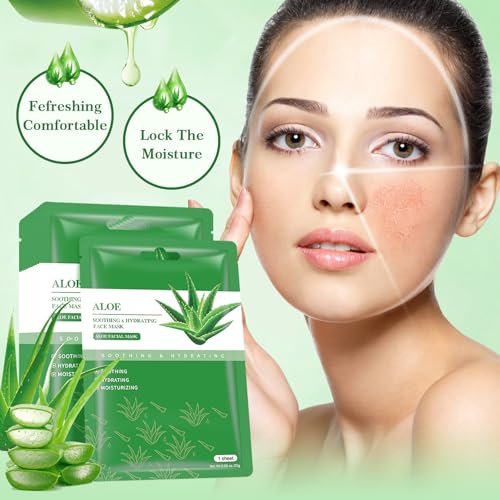 IREV Aloe Vera Soothing Mask – Hydrating Face Mask for Dry, Oily, Sensitive Skin, Acne & Sun Care, 10 Pack, 25ml Each - görsel 12