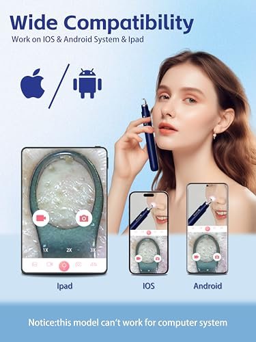 Visual Blackhead Remover Tool with Camera - 20X 1080P Pimple Popper Extractor Kit for iPhone/Android (Blue) Avelisse
