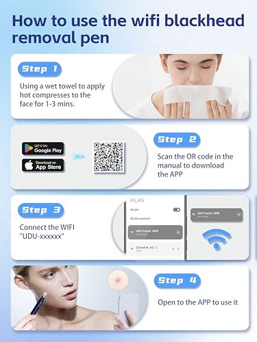 Visual Blackhead Remover Tool with Camera - 20X 1080P Pimple Popper Extractor Kit for iPhone/Android (Blue) Avelisse
