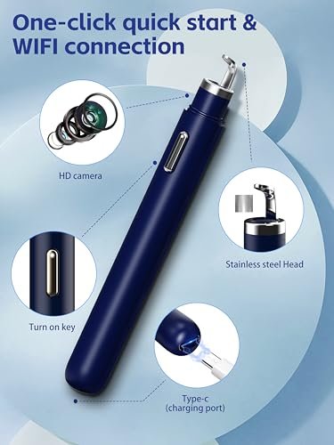 Visual Blackhead Remover Tool with Camera - 20X 1080P Pimple Popper Extractor Kit for iPhone/Android (Blue) Avelisse