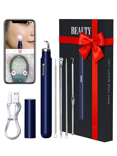 Visual Blackhead Remover Tool with Camera - 20X 1080P Pimple Popper Extractor Kit for iPhone/Android (Blue) Avelisse
