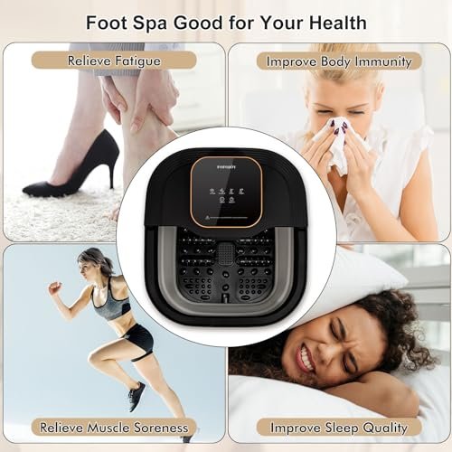 FOFOJÔY Collapsible Foot Spa Bath with Heat, Massage Rollers & Bubbles – Temperature Control & Remote for Pedicure Avelisse