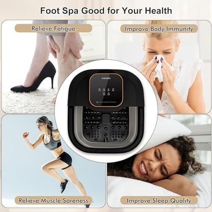 FOFOJÔY Collapsible Foot Spa Bath with Heat, Massage Rollers & Bubbles – Temperature Control & Remote for Pedicure Avelisse