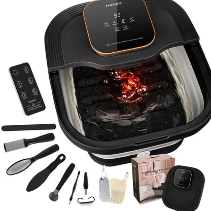 FOFOJÔY Collapsible Foot Spa Bath with Heat, Massage Rollers & Bubbles – Temperature Control & Remote for Pedicure Avelisse