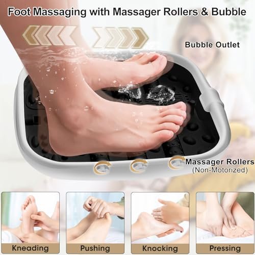 FOFOJÔY Collapsible Foot Spa Bath with Heat, Massage Rollers & Bubbles – Temperature Control & Remote for Pedicure Avelisse
