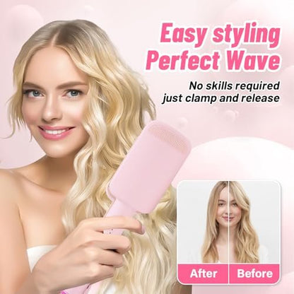 Deep Beach Waver & Curling Iron - Ionic Waver Hair Curler Tool, Ceramic 3 Barrel Curler Wand for Short Hair (Pink) Avelisse