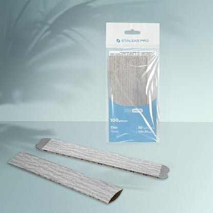 STALEKS PRO Smart 22 PapmAm Disposable Nail Files - 100 Grit, 50 Pcs, Glueless Soft Foam Abrasive Covers with Aluminum Oxide for Artificial Nail Shaping