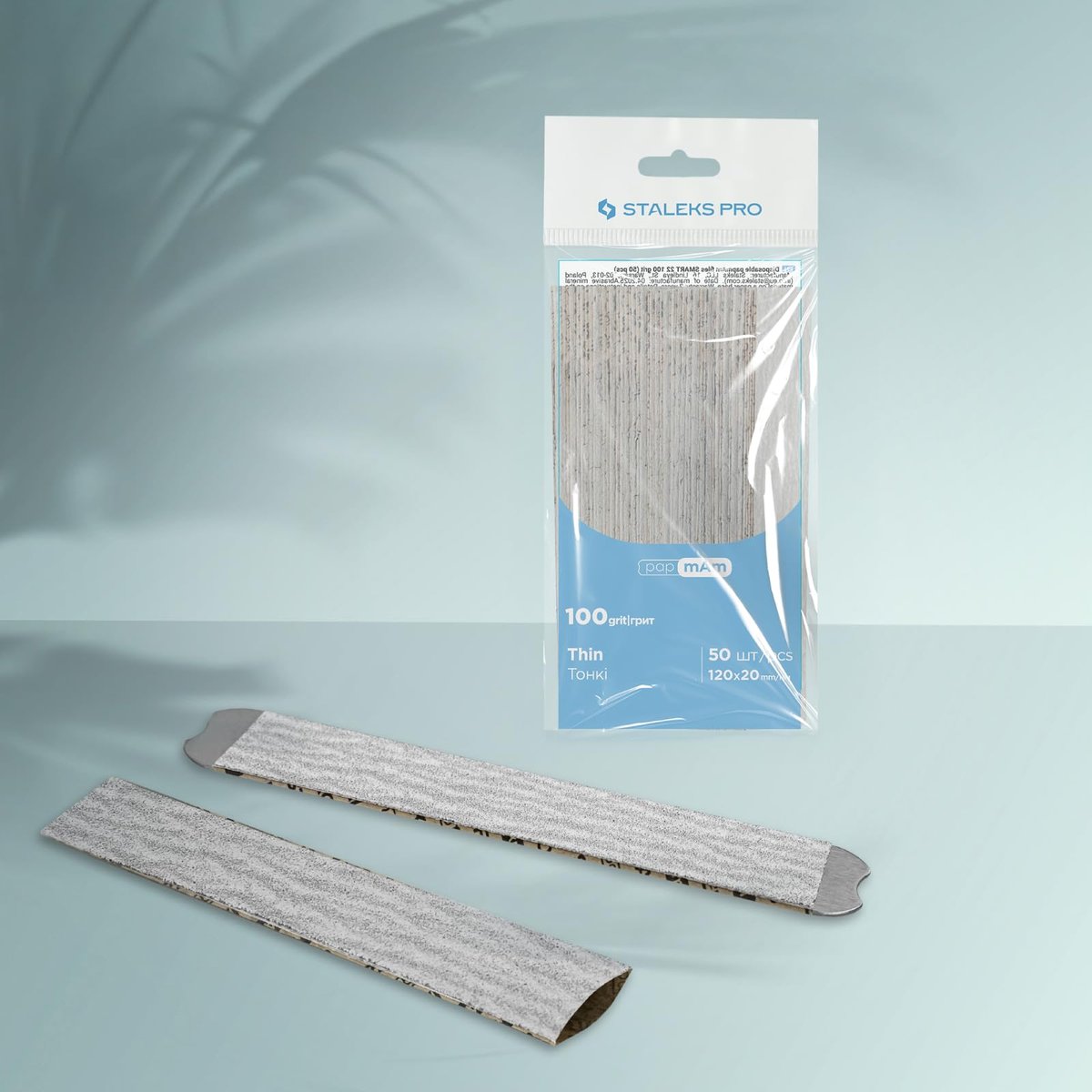 STALEKS PRO Smart 22 PapmAm Disposable Nail Files - 100 Grit, 50 Pcs, Glueless Soft Foam Abrasive Covers with Aluminum Oxide for Artificial Nail Shaping - görsel 5