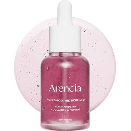 Arencia Red Collagen + Peptide Smoothie Serum – 8% Niacinamide, Vitamin C & E, Lifting Anti-Aging Serum for Glass Skin Avelisse