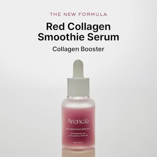 Arencia Red Collagen + Peptide Smoothie Serum – 8% Niacinamide, Vitamin C & E, Lifting Anti-Aging Serum for Glass Skin Avelisse